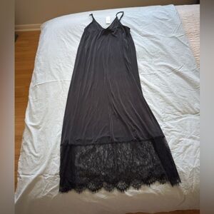 Anthropologie Black Lace Hem Dress